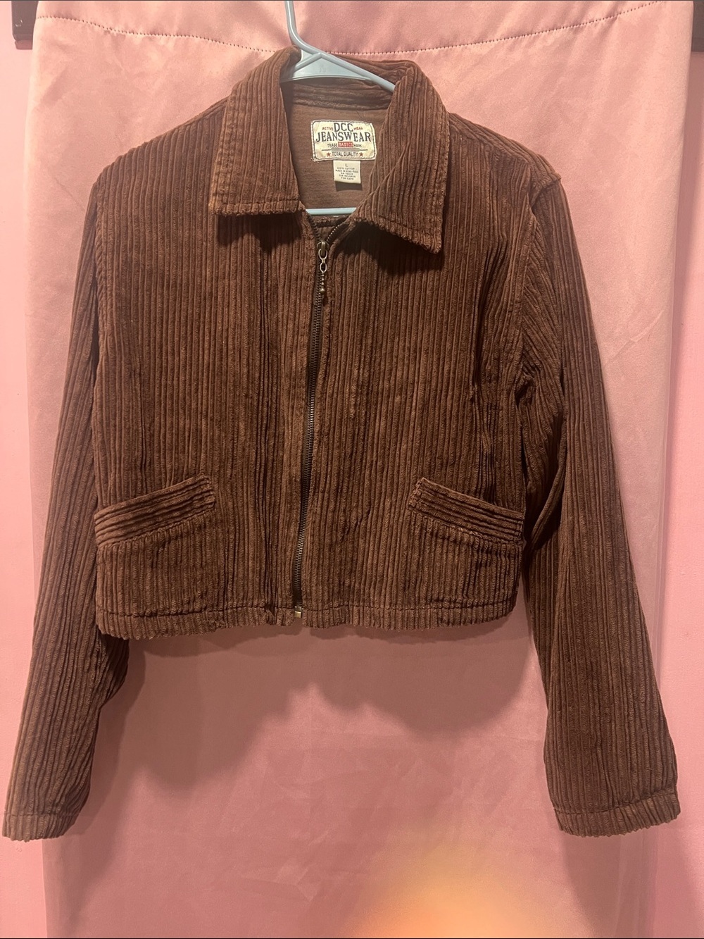 Vintage 1990’s early Y2K Women's Brown Corduroy Zip Jacket.